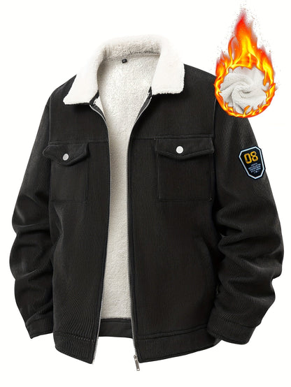 Men's Relaxed Corduroy Zip-Up Jacket – Black option – view 2
