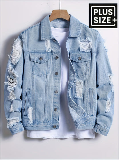 Men's Relaxed Denim Pullover Jacket – Light Blue – Blue option – main product image