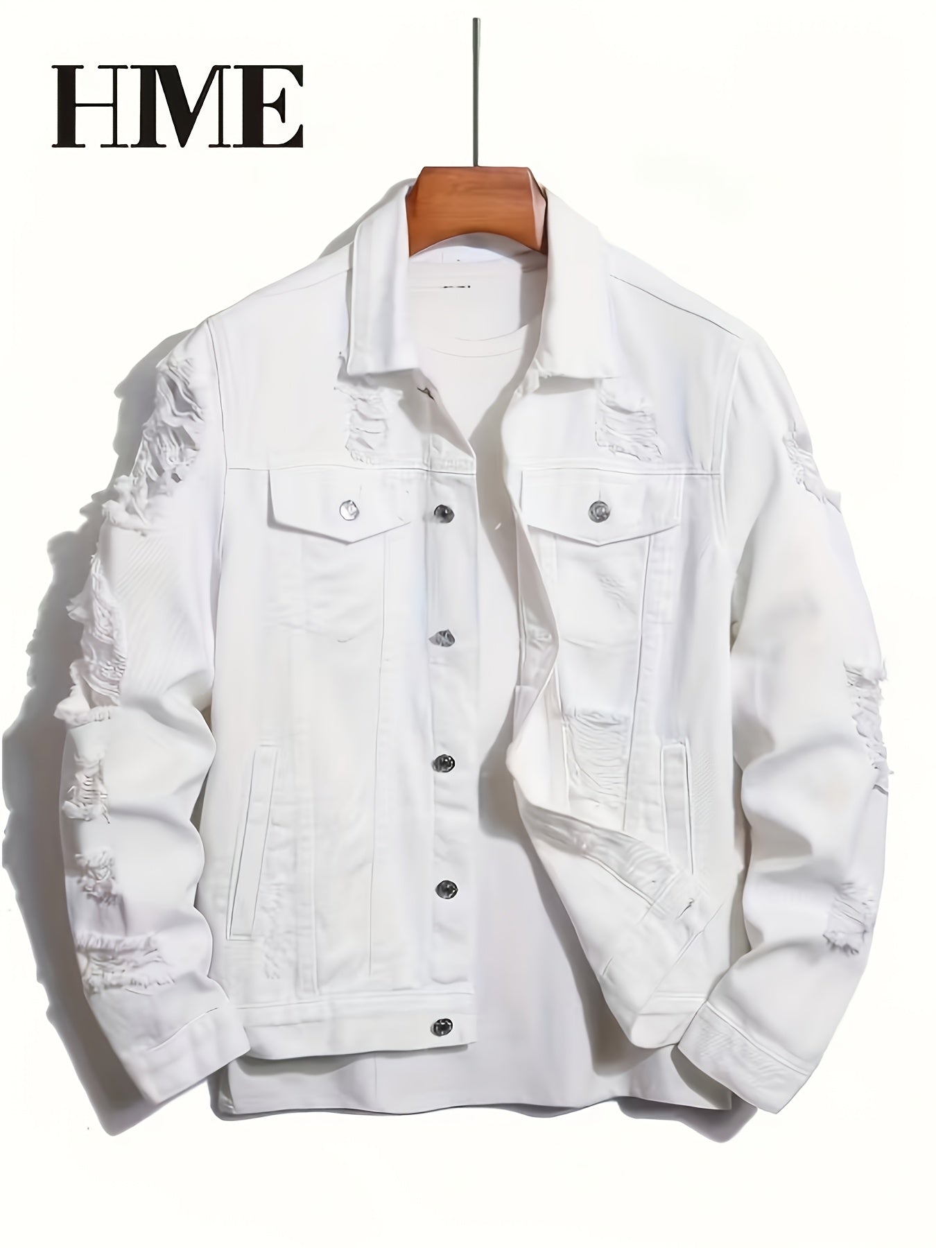 Men's Relaxed Denim Pullover Jacket – White – main product image