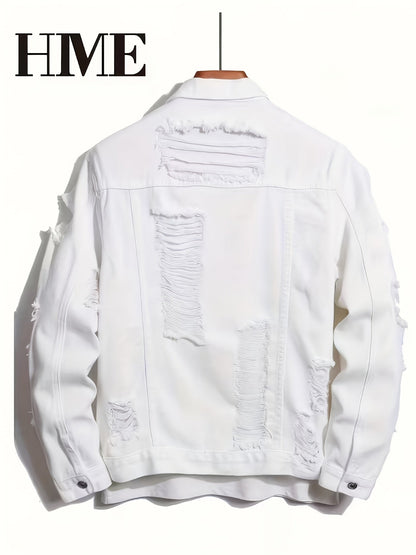 Men's Relaxed Denim Pullover Jacket – White – view 2