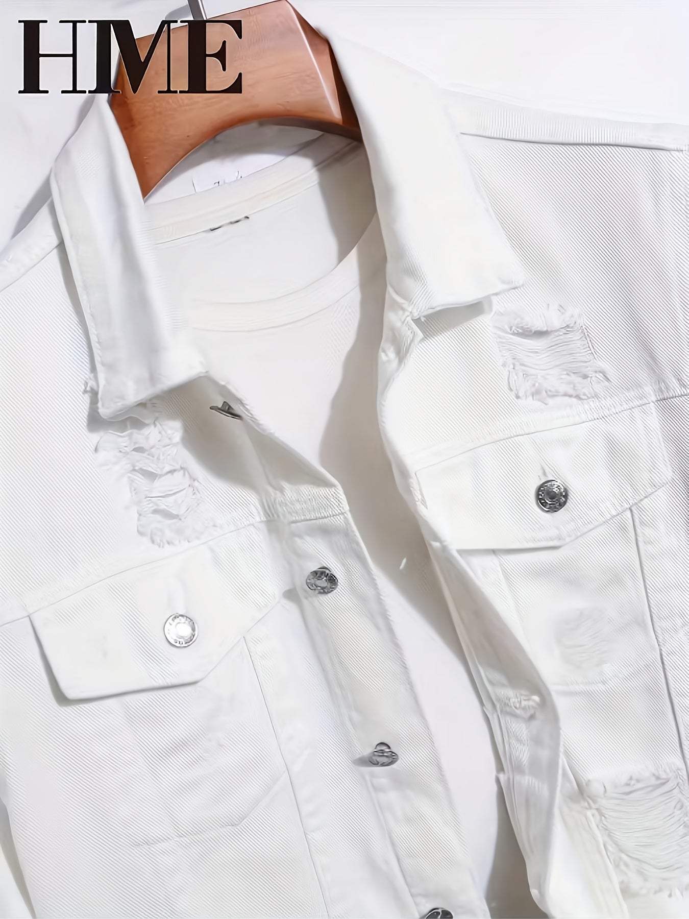 Men's Relaxed Denim Pullover Jacket – White – view 3