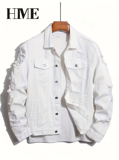 Men's Relaxed Denim Pullover Jacket – White – view 5