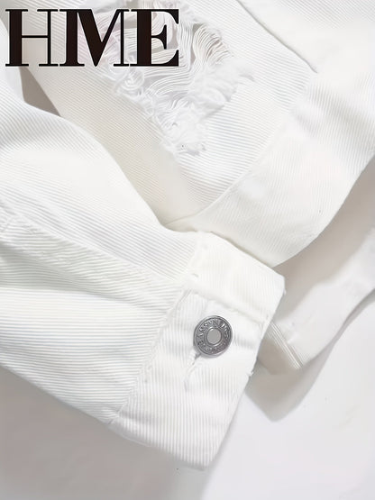 Men's Relaxed Denim Pullover Jacket – White – view 8