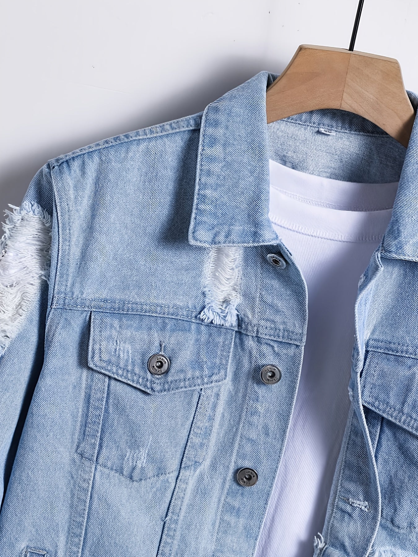 Men's Relaxed Denim Single-Breasted Jacket – Medium Blue – view 2