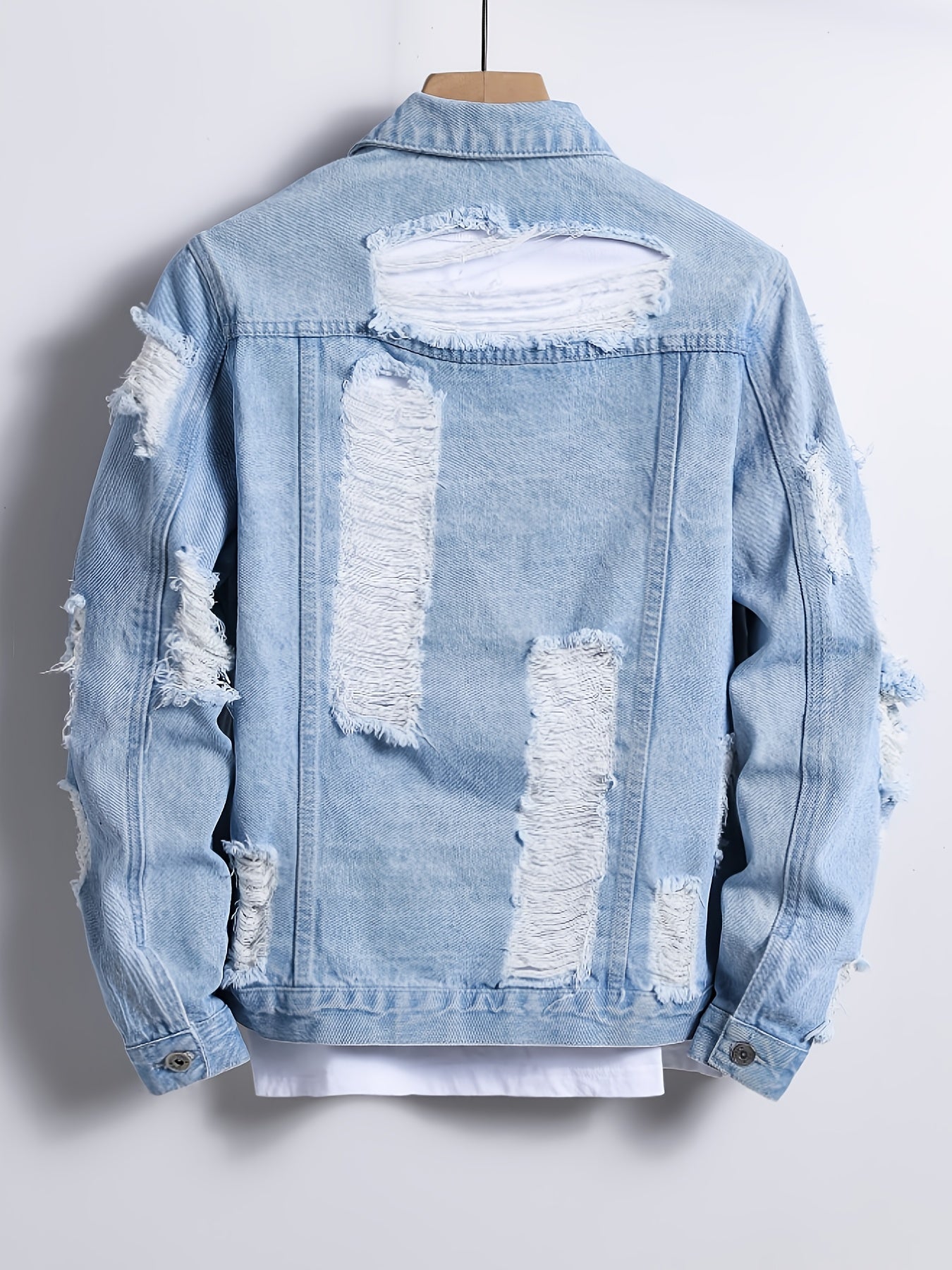 Men's Relaxed Denim Single-Breasted Jacket – Medium Blue – view 4
