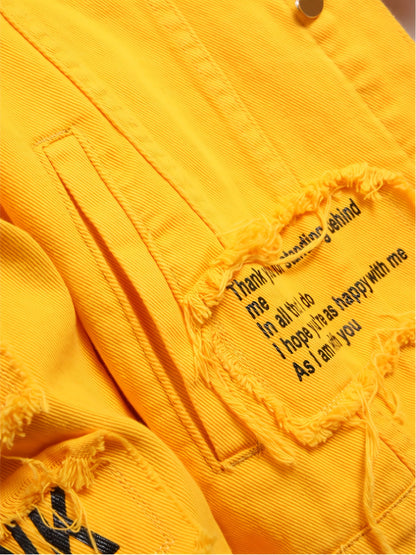 Men's Relaxed Denim Single-Breasted Jacket – Yellow – view 8