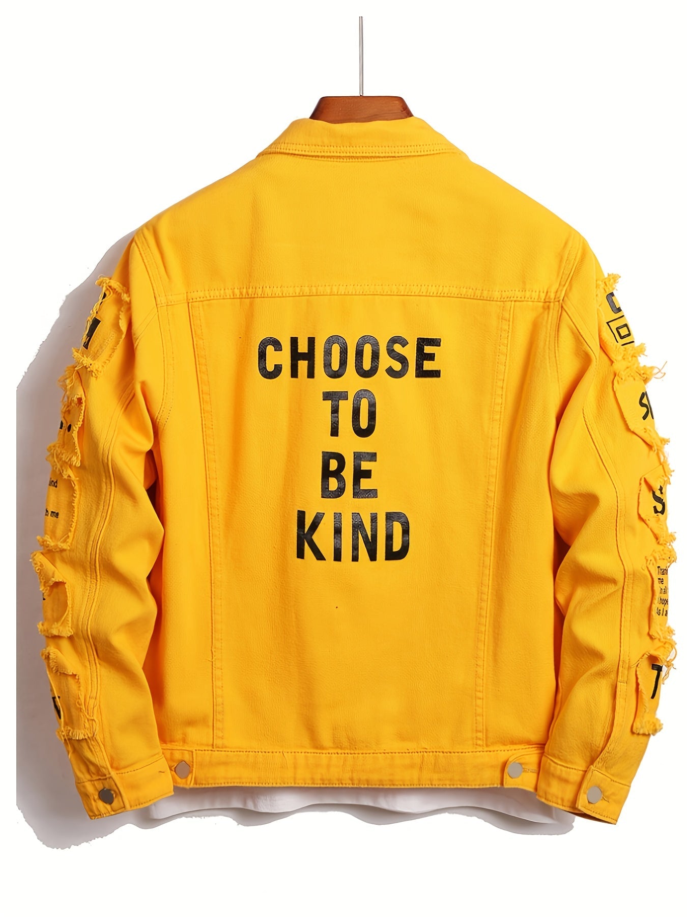 Men's Relaxed Denim Single-Breasted Jacket – Yellow – view 10