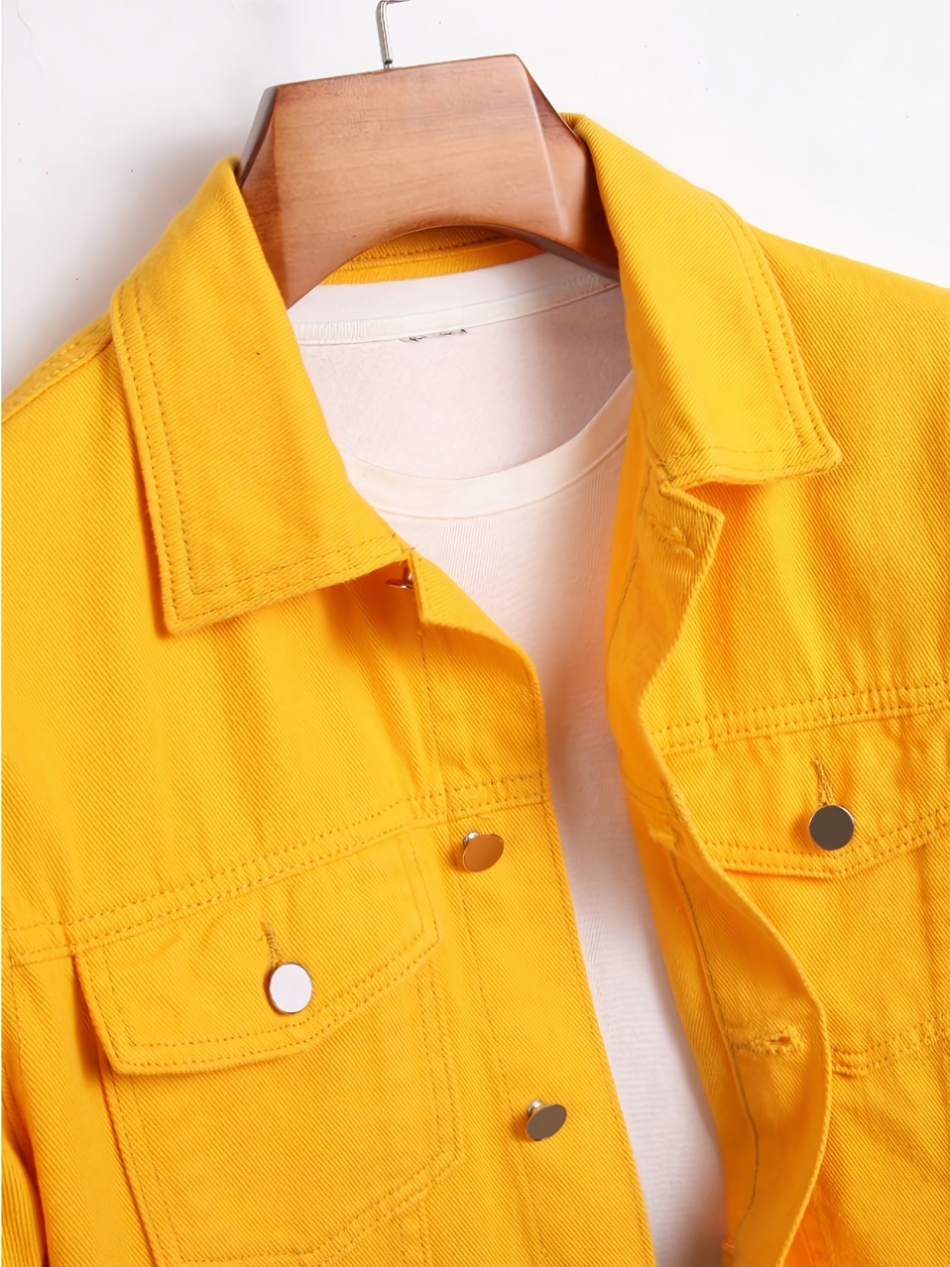 Men's Relaxed Denim Single-Breasted Jacket – Yellow – view 11