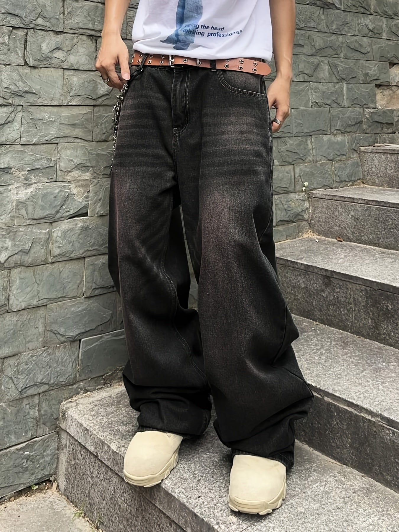 Men's Relaxed Fit Jeans - Black Denim Clean Finish – view 11