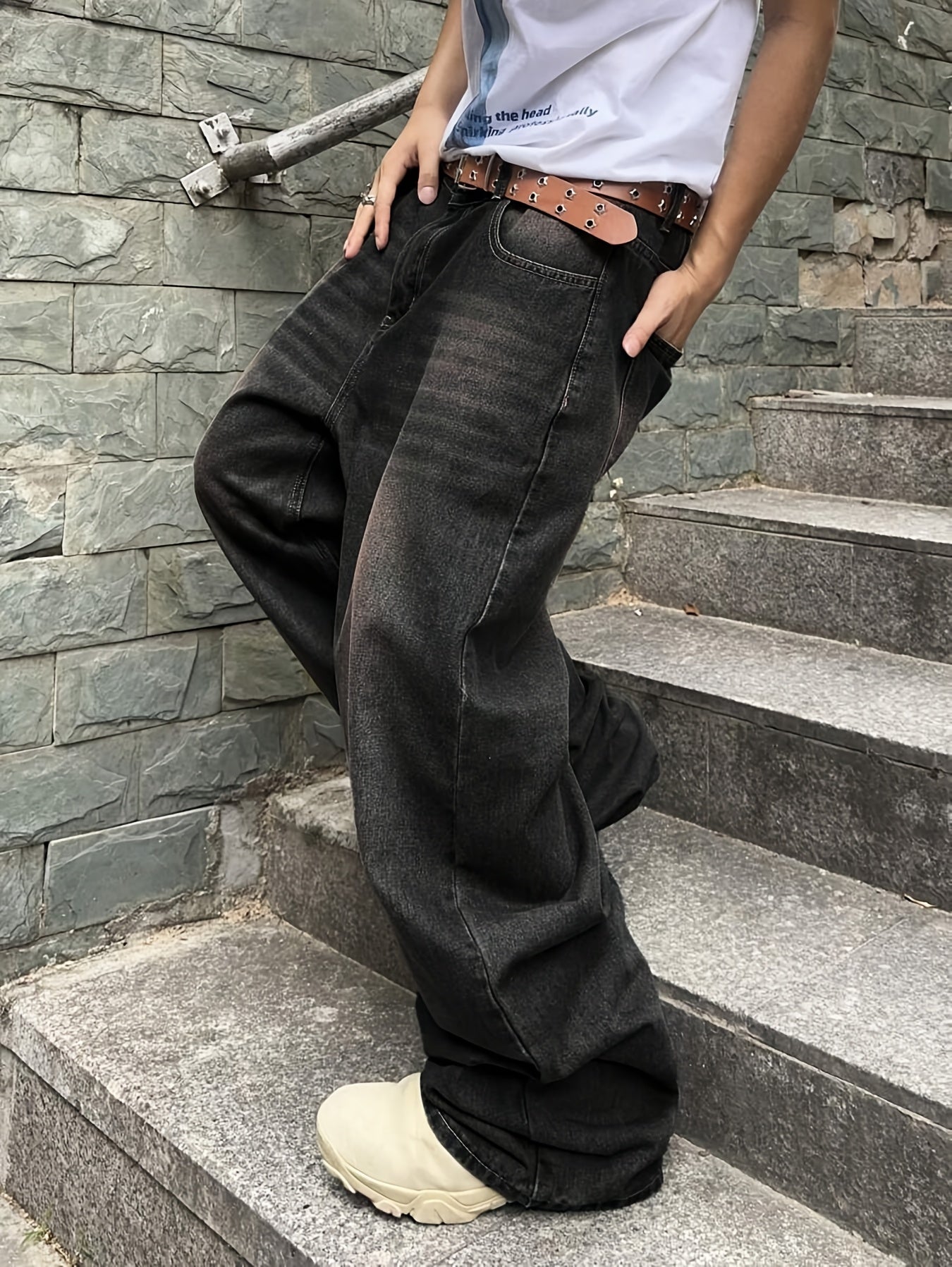 Men's Relaxed Fit Jeans - Black Denim Clean Finish – view 12