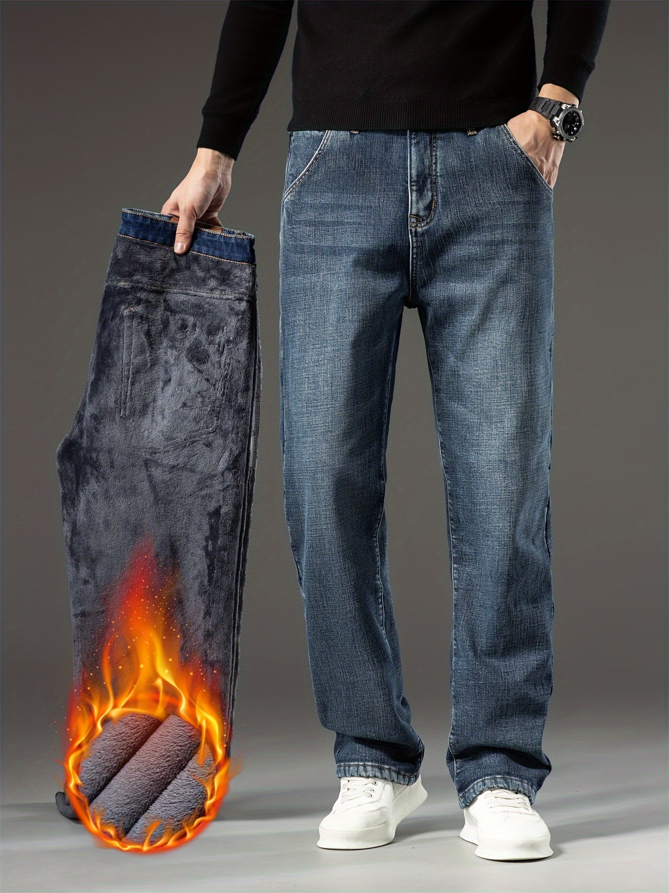 Men's Relaxed Fit Jeans - Classic Wash Clean Finish – Mid Rise – view 4