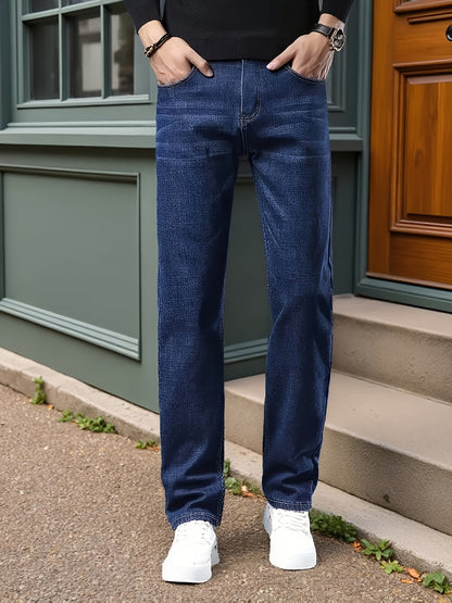 Men's Relaxed Fit Jeans - Classic Wash Clean Finish – Navy Color – view 7