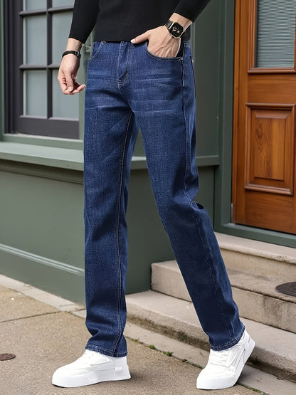Men's Relaxed Fit Jeans - Classic Wash Clean Finish – Navy Color – view 9