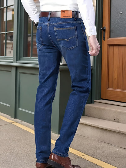 Men's Relaxed Fit Jeans - Classic Wash Clean Finish – Navy Color – view 10