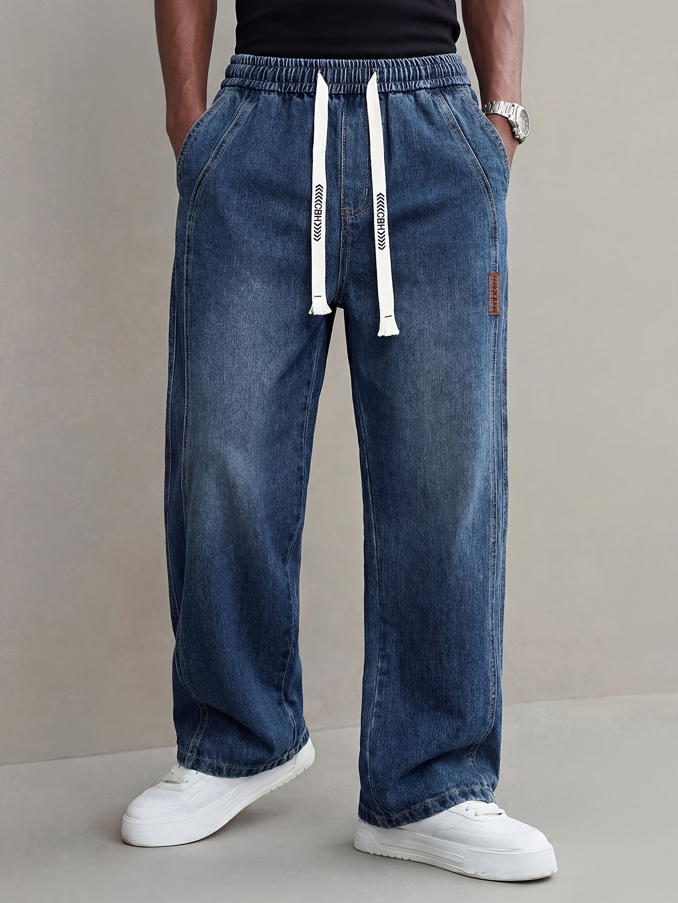 Men's Relaxed Fit Jeans - Classic Wash Clean Finish – Polished White Blue – view 6