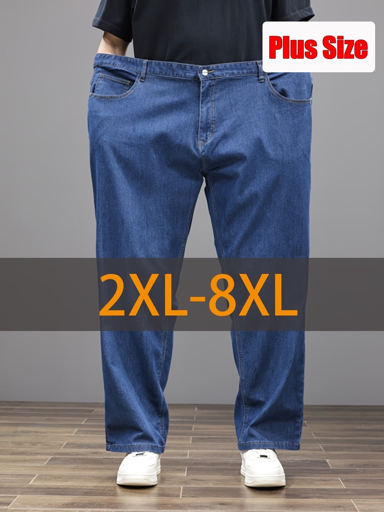 Men's Relaxed Fit Jeans - Classic Wash Clean Finish – Sizes 2XL–8XL – Blue option – main product image