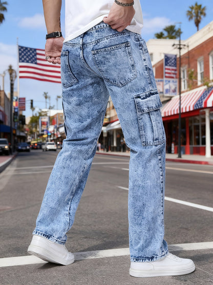 Men's Relaxed Fit Jeans - Classic Wash Utility Pocket – Blue option – main product image