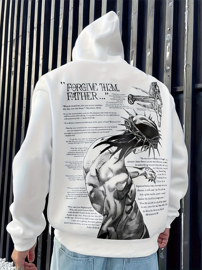 Men's Relaxed Fleece Graphic Hoodie – White option – view 6