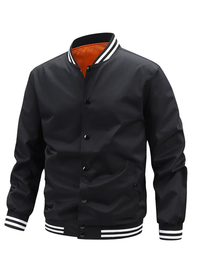Men's Relaxed Striped Button-Front Jacket – Black option – view 3