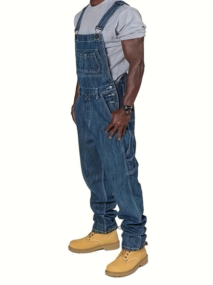 Men's Retro Denim Overalls - Loose Multi-Pocket Workwear – view 2