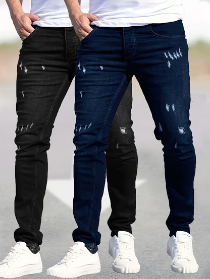Men's Ripped Stretch Jeans 2-Pack - Streetwear Denim Set – view 6