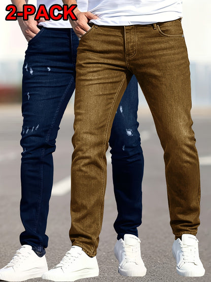 Men's Ripped Stretch Jeans 2-Pack - Streetwear Denim Set – view 8