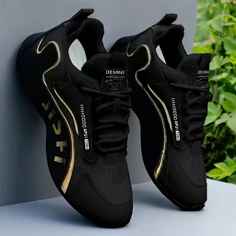 Men's Running Shoes - Breathable Comfort – Black Golden Lace – view 5