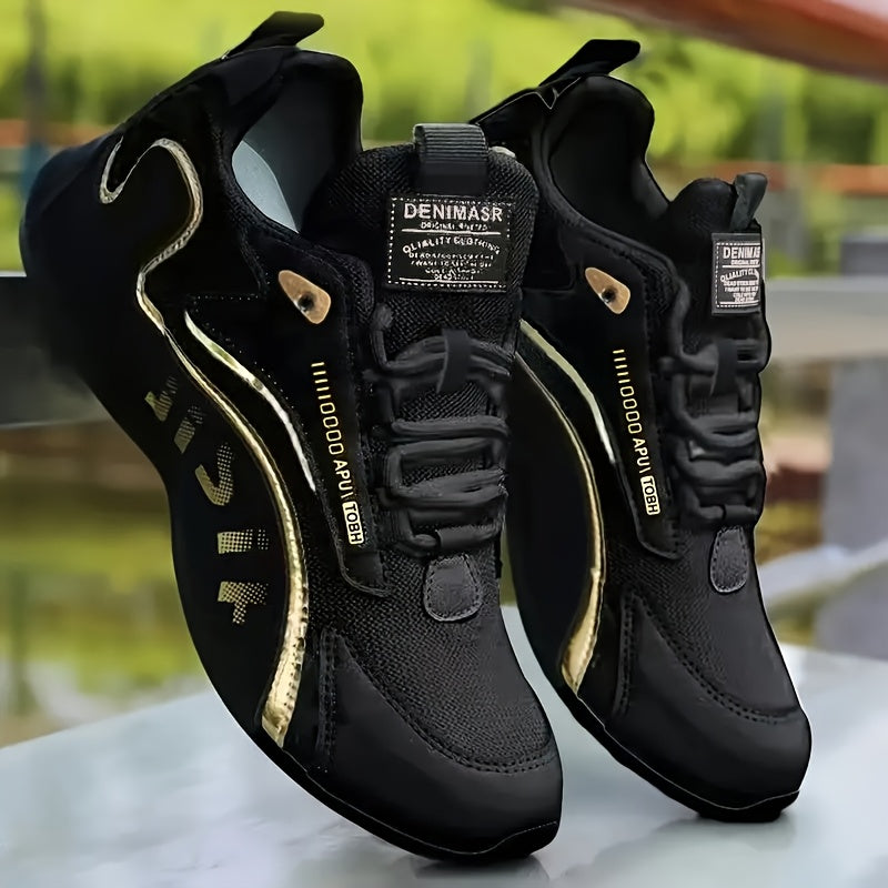Men's Running Shoes - Breathable Comfort – Black Golden Lace – view 8