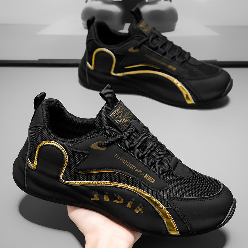 Men's Running Shoes - Breathable Comfort – Black Golden Lace – view 9