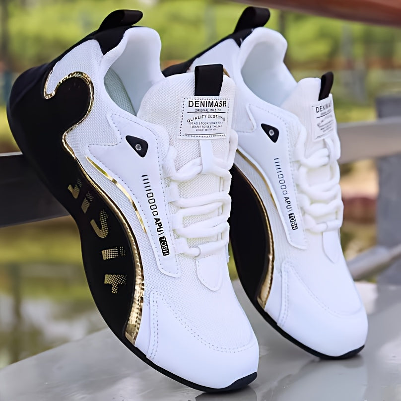 Men's Running Shoes - Breathable Comfort – Black Golden Lace – Black option – view 2
