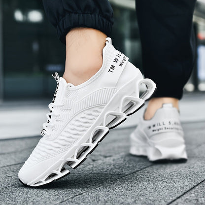 Men's Running Shoes - Breathable Mesh Cushioned Comfort for Beach & Water – White Lace – view 5