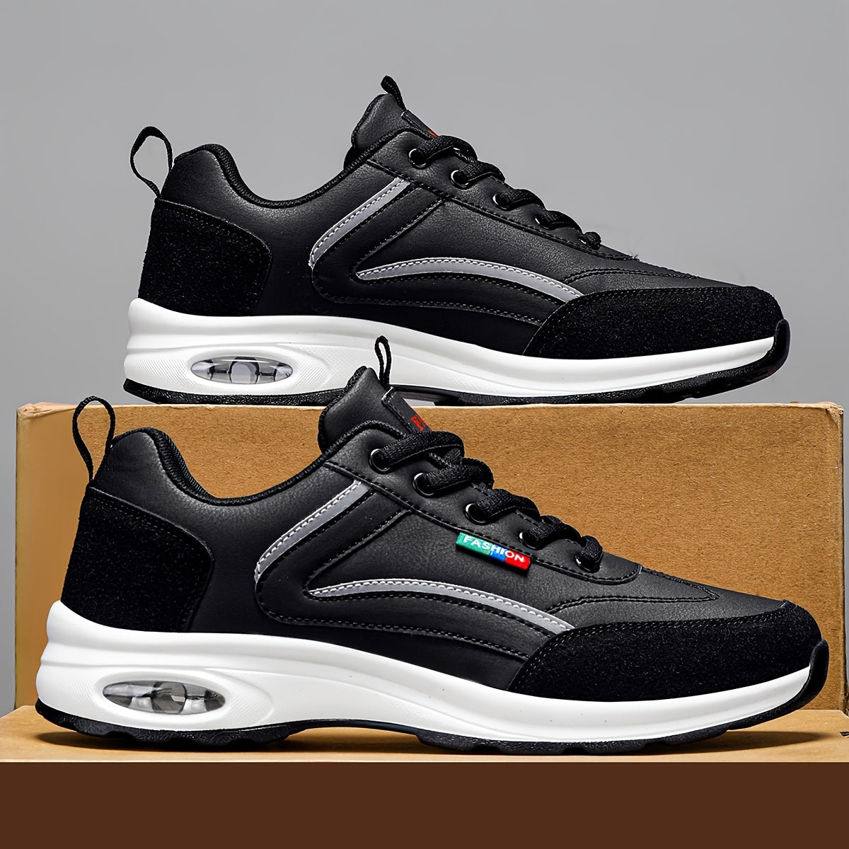 Men's Running Shoes – Comfort Fit for Outdoor & – Black / White detail view