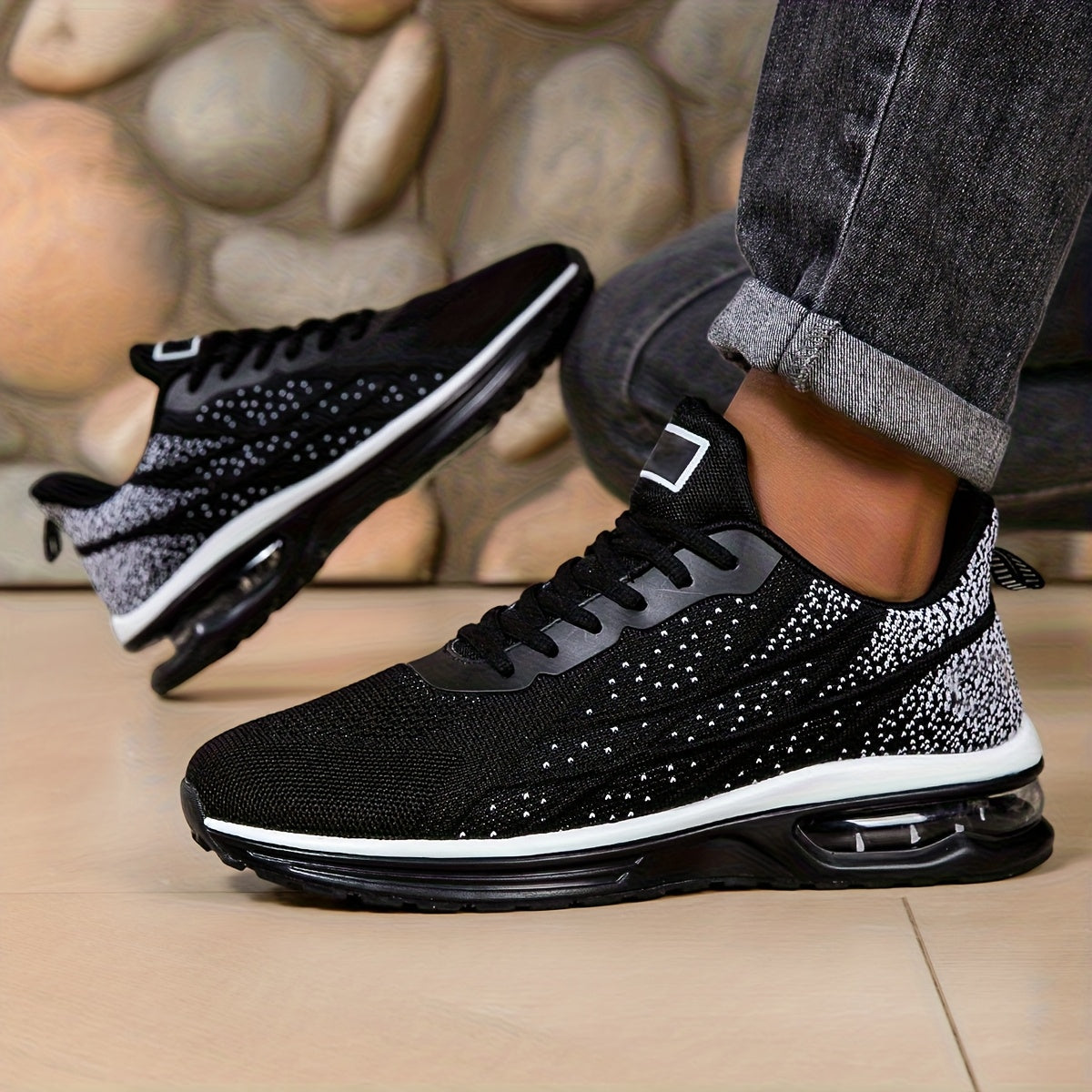 Men's Running Shoes - Non-Slip Sole & Breathable Comfort – Black / Black&Red – Black option – main product image