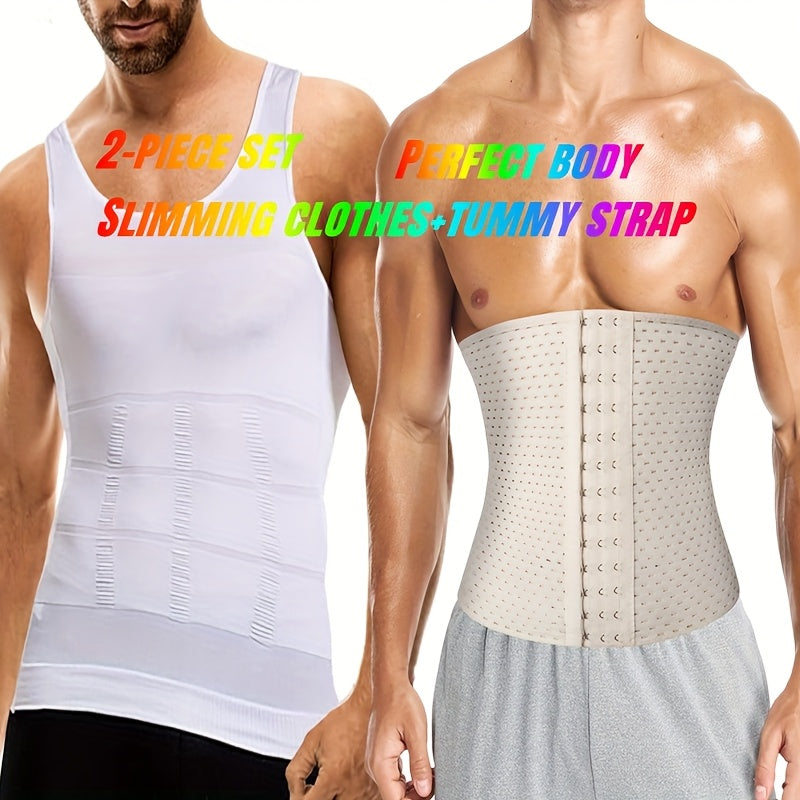 Men's Shapewear Set - Slimming Vest and Tummy Strap – black option – view 4