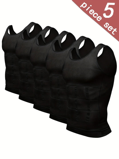 Men's Shaping Tank Top – Men's Waist Trainer Compression Vests - 5-Pack Neoprene Support – view 2