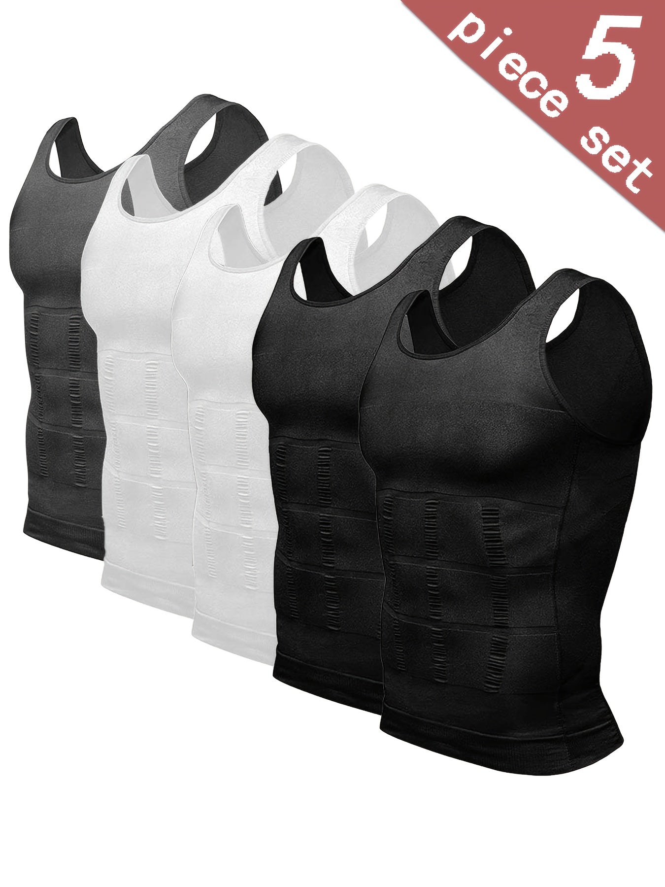 Men's Shaping Tank Top – Men's Waist Trainer Compression Vests - 5-Pack Neoprene Support – view 3