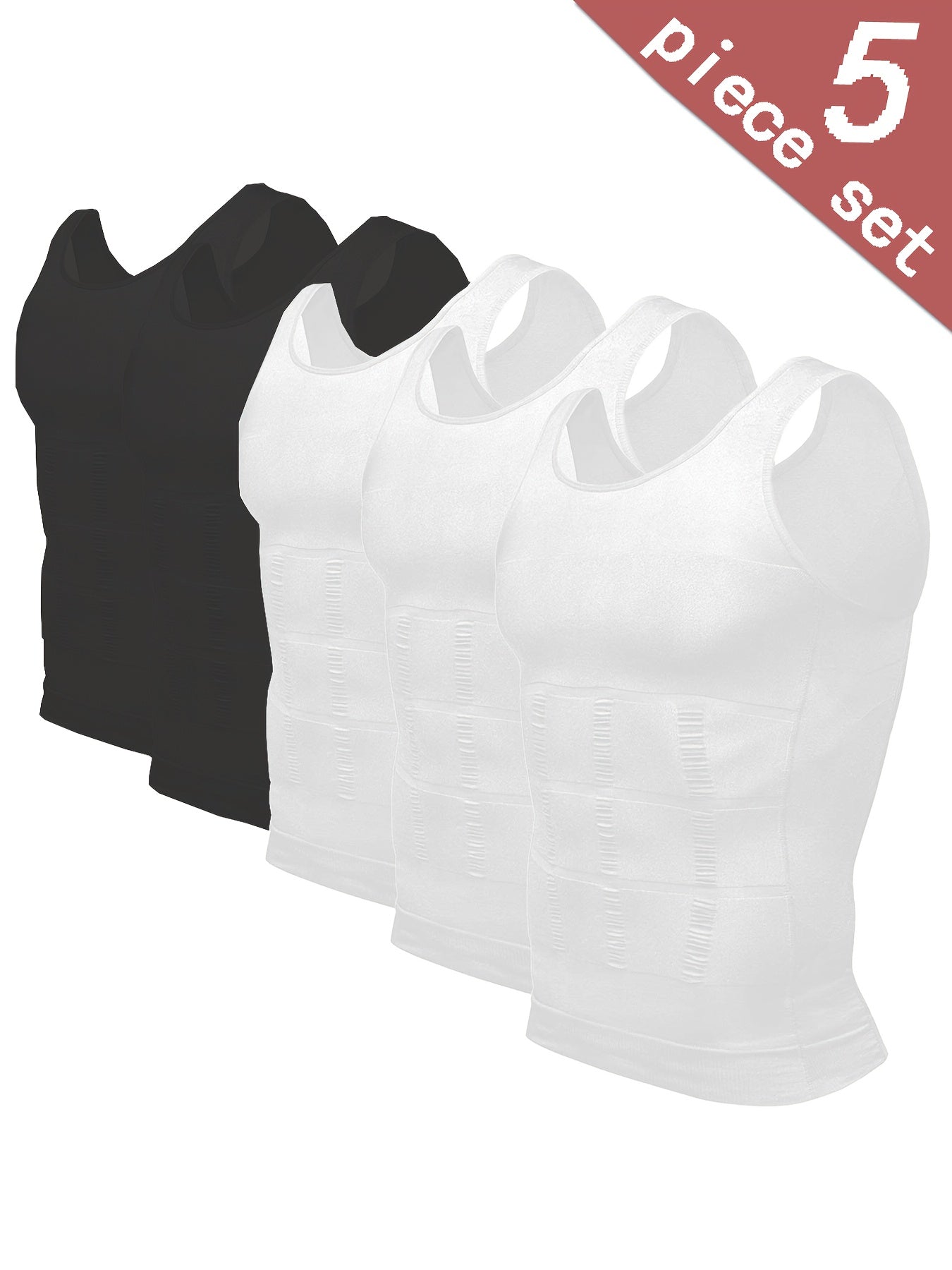 Men's Shaping Tank Top – Men's Waist Trainer Compression Vests - 5-Pack Neoprene Support – view 13