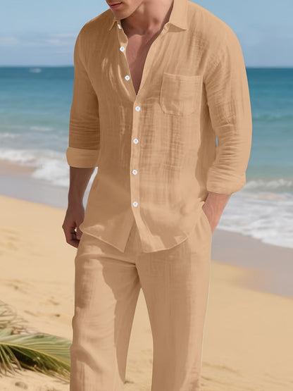 Men's Shirt and Pants Set - Linen-Look Summer Style – view 16
