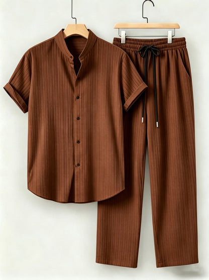 Men's Shirt and Pants Set - Resort Print Summer Style – view 3
