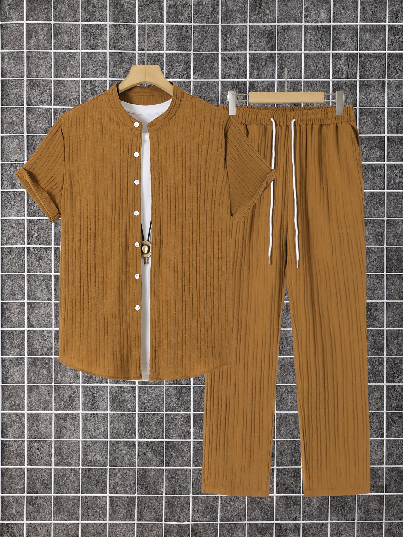 Men's Shirt and Pants Set - Resort Print Summer Style – view 14