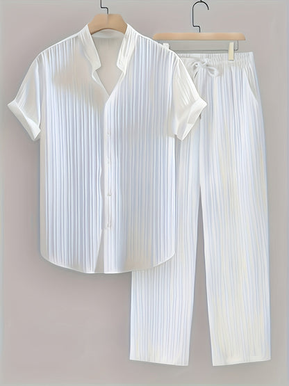Men's Shirt and Pants Set - Resort Print Summer Style – view 25