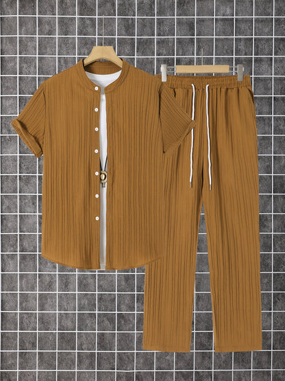 Men's Shirt and Pants Set - Resort Print Summer Style – White option – view 4