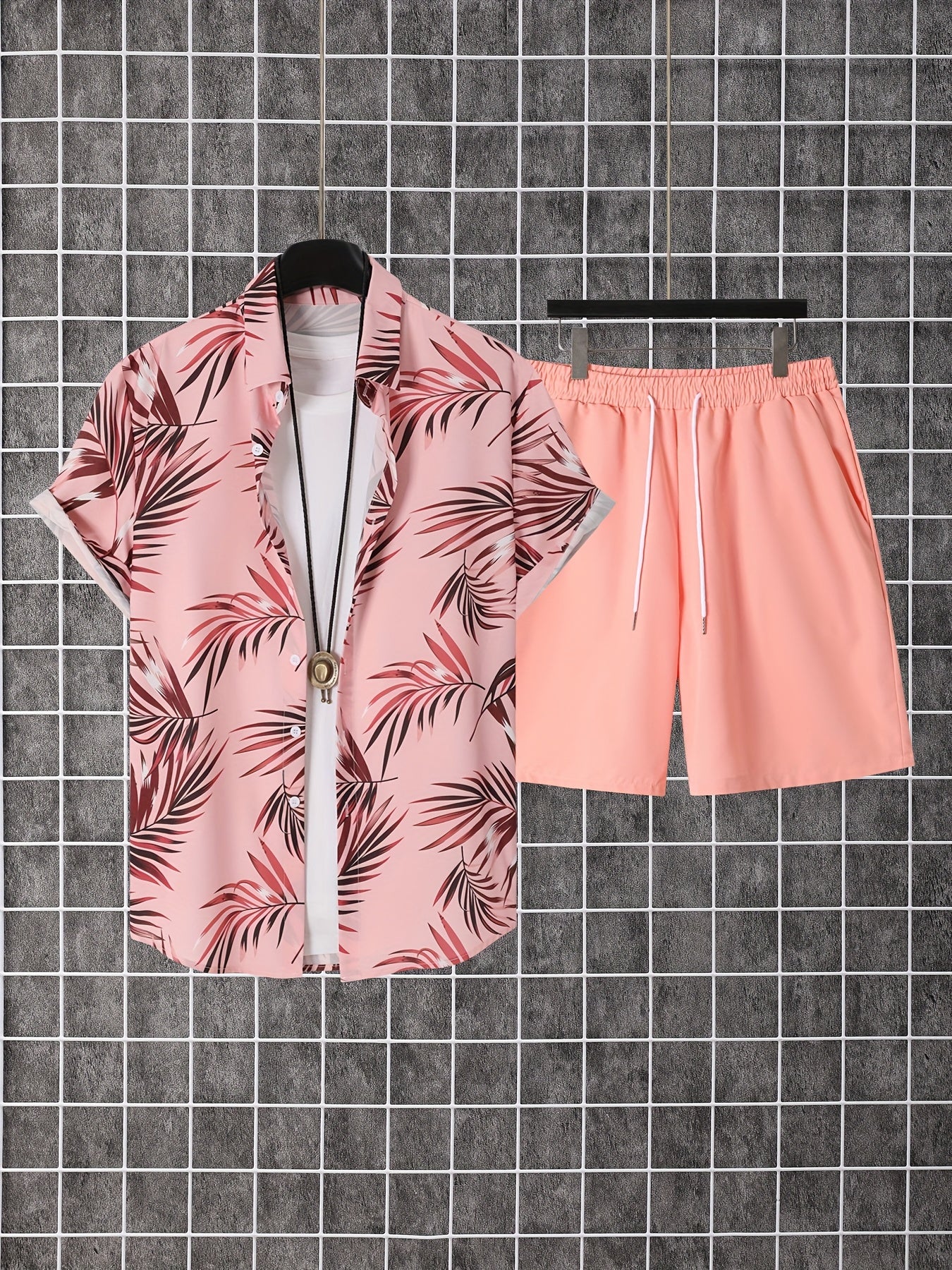 Men's Shirt and Shorts Set - Resort Print Summer Classic Edition – view 2
