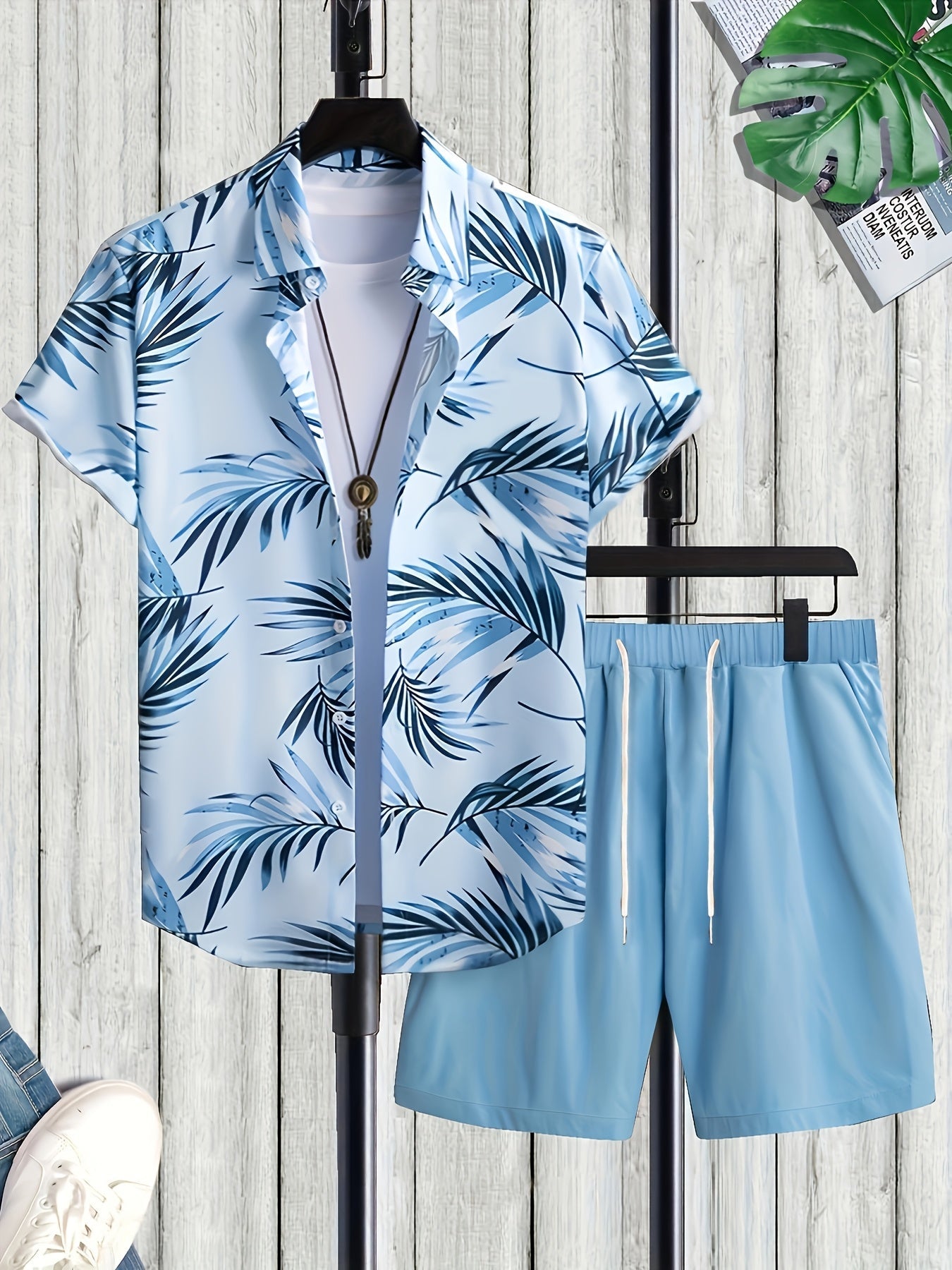 Men's Shirt and Shorts Set - Resort Print Summer Classic Edition – view 10