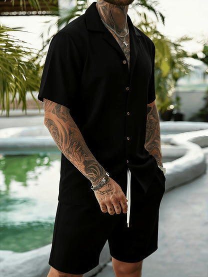 Men's Shirt and Shorts Set - Resort Print Summer Style – view 5