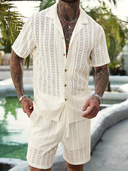 Men's Shirt and Shorts Set - Resort Print Summer Style – view 6