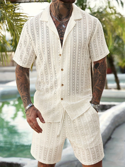 Men's Shirt and Shorts Set - Resort Print Summer Style – view 7