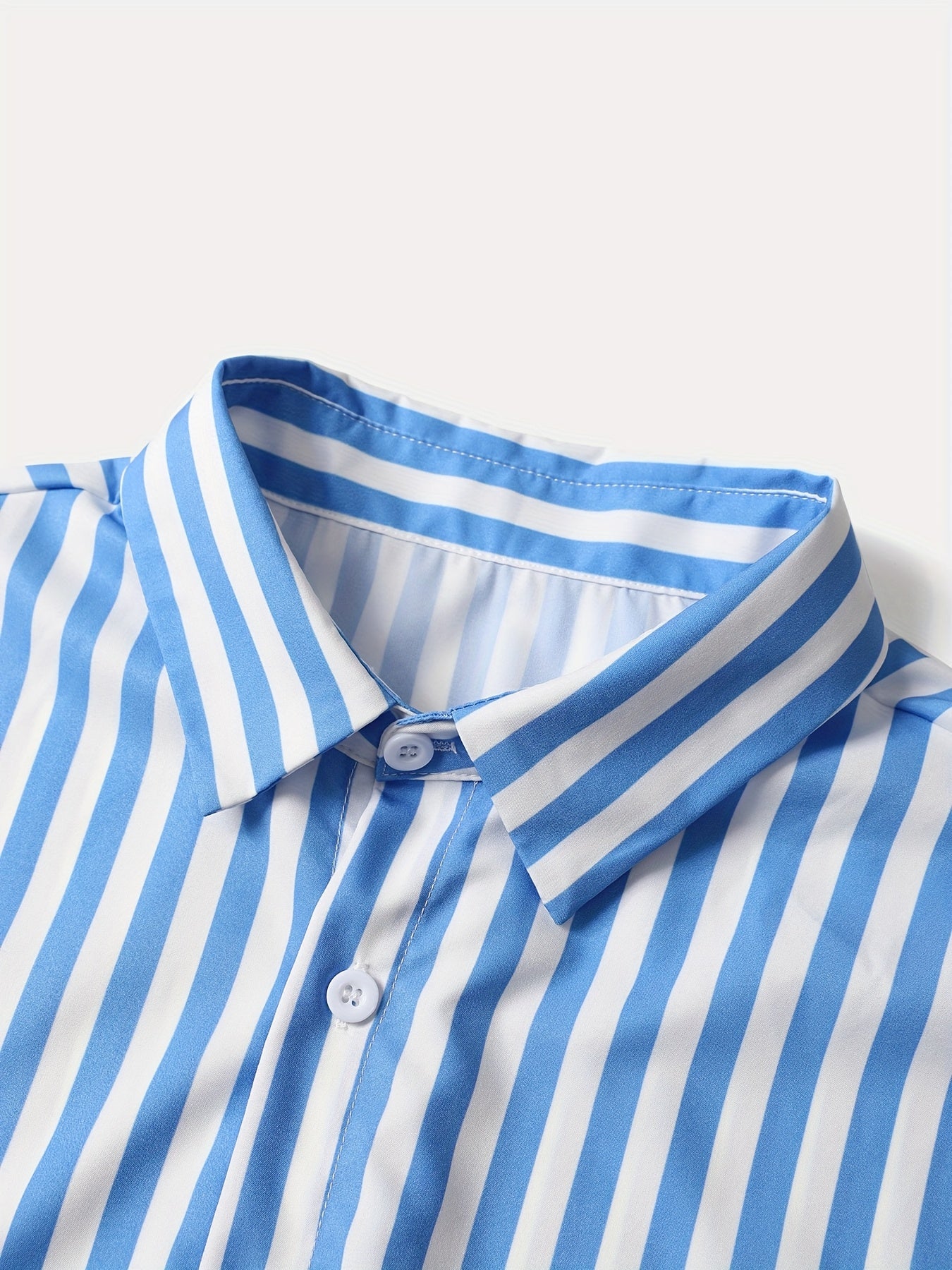 Men's Shirt and Shorts Set - Striped Summer Style – view 14