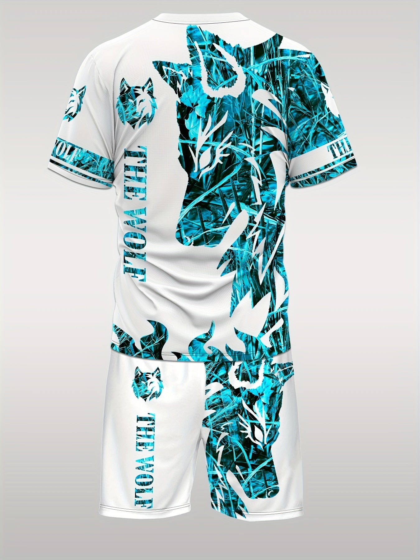 Men's Shirt and Shorts Set - Wolf Print Summer Style – view 6