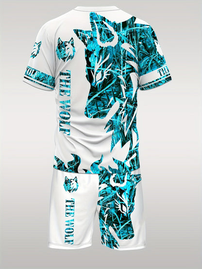 Men's Shirt and Shorts Set - Wolf Print Summer Style – view 6